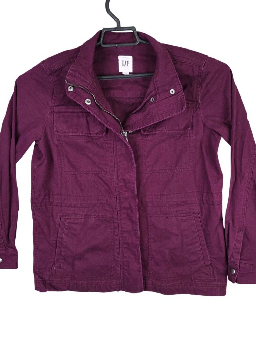 Womens Gap Burgundy Cotton Utility Jacket Full Zip & Button 100% Cotton Size S